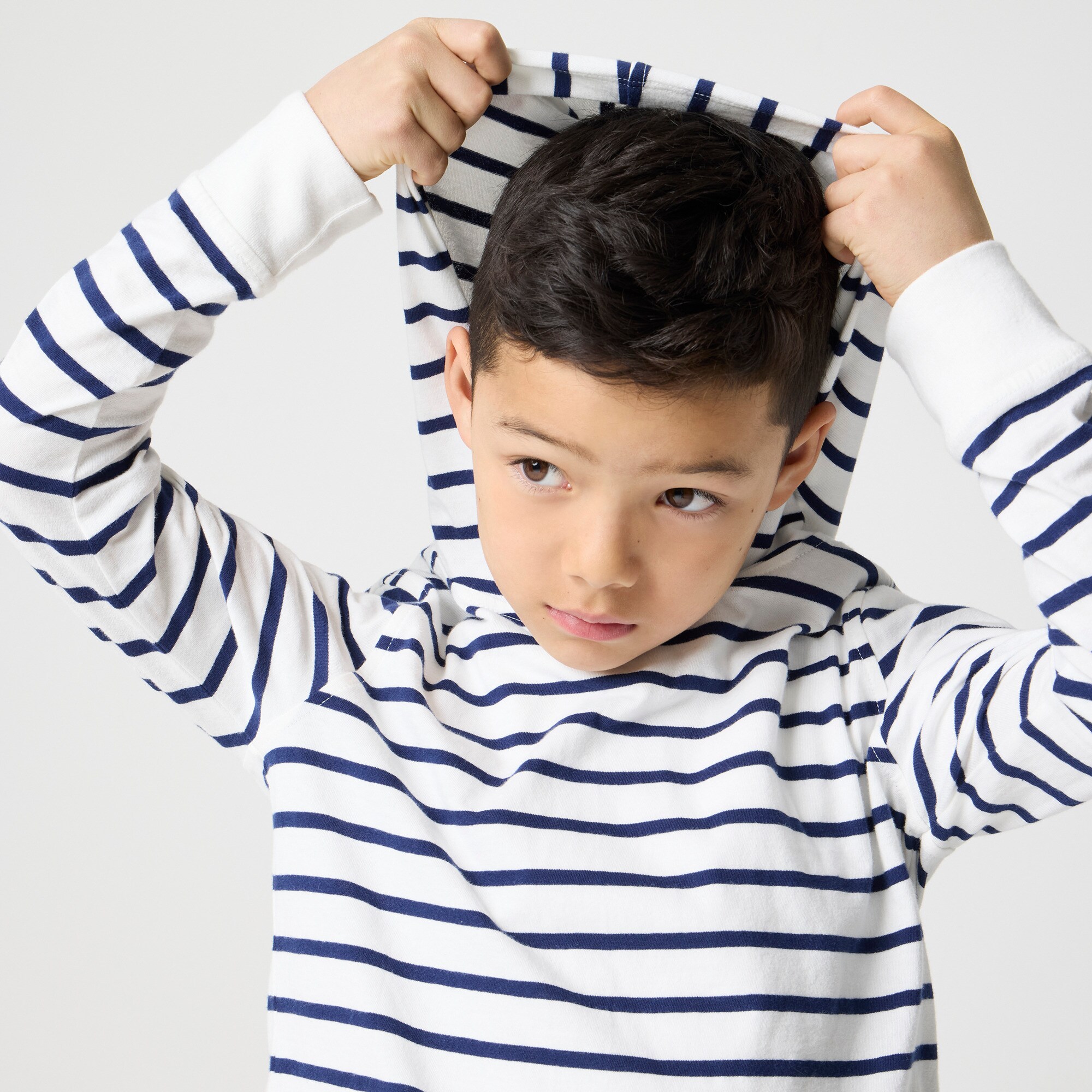 Boys' striped jersey hooded tee
