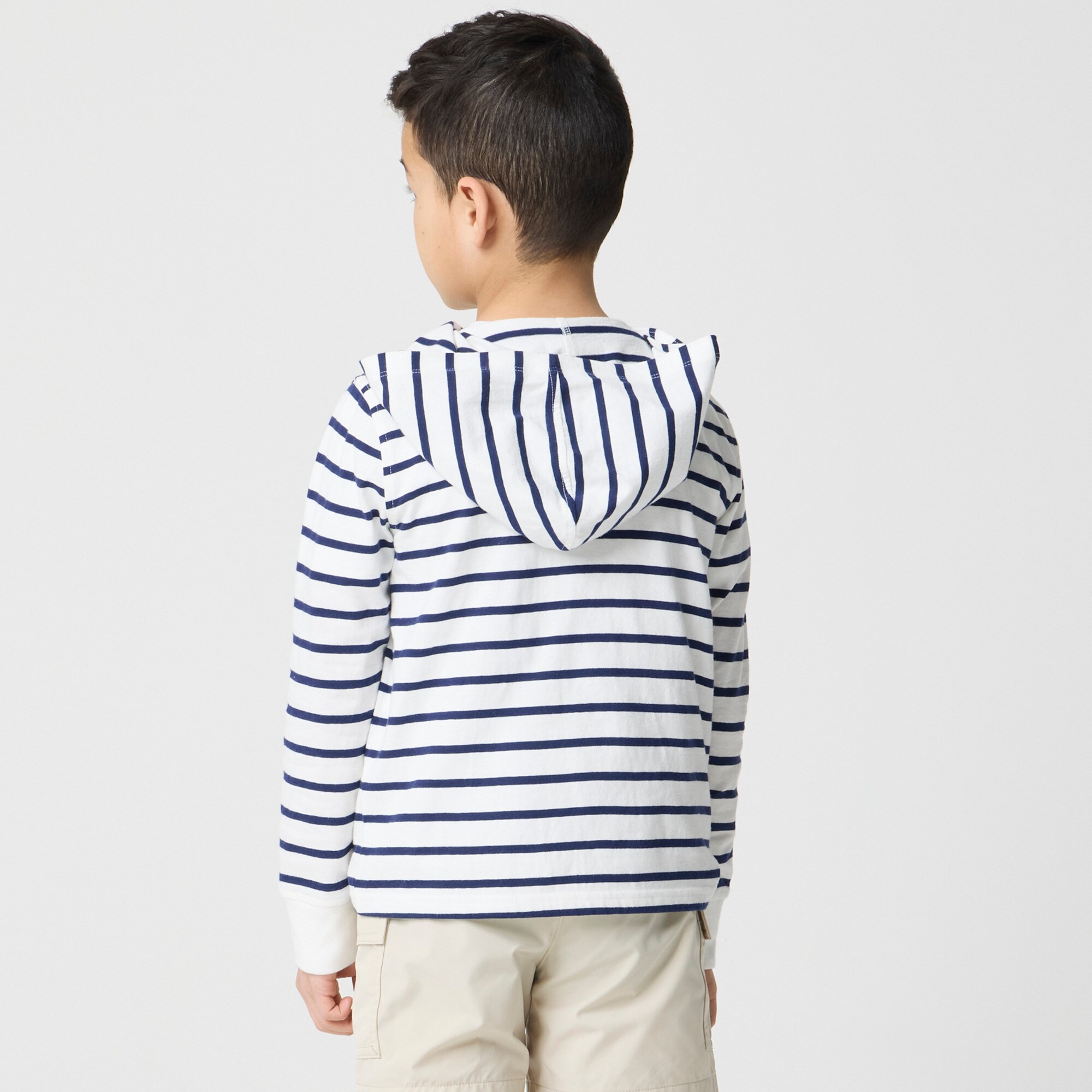 Boys' striped jersey hooded tee