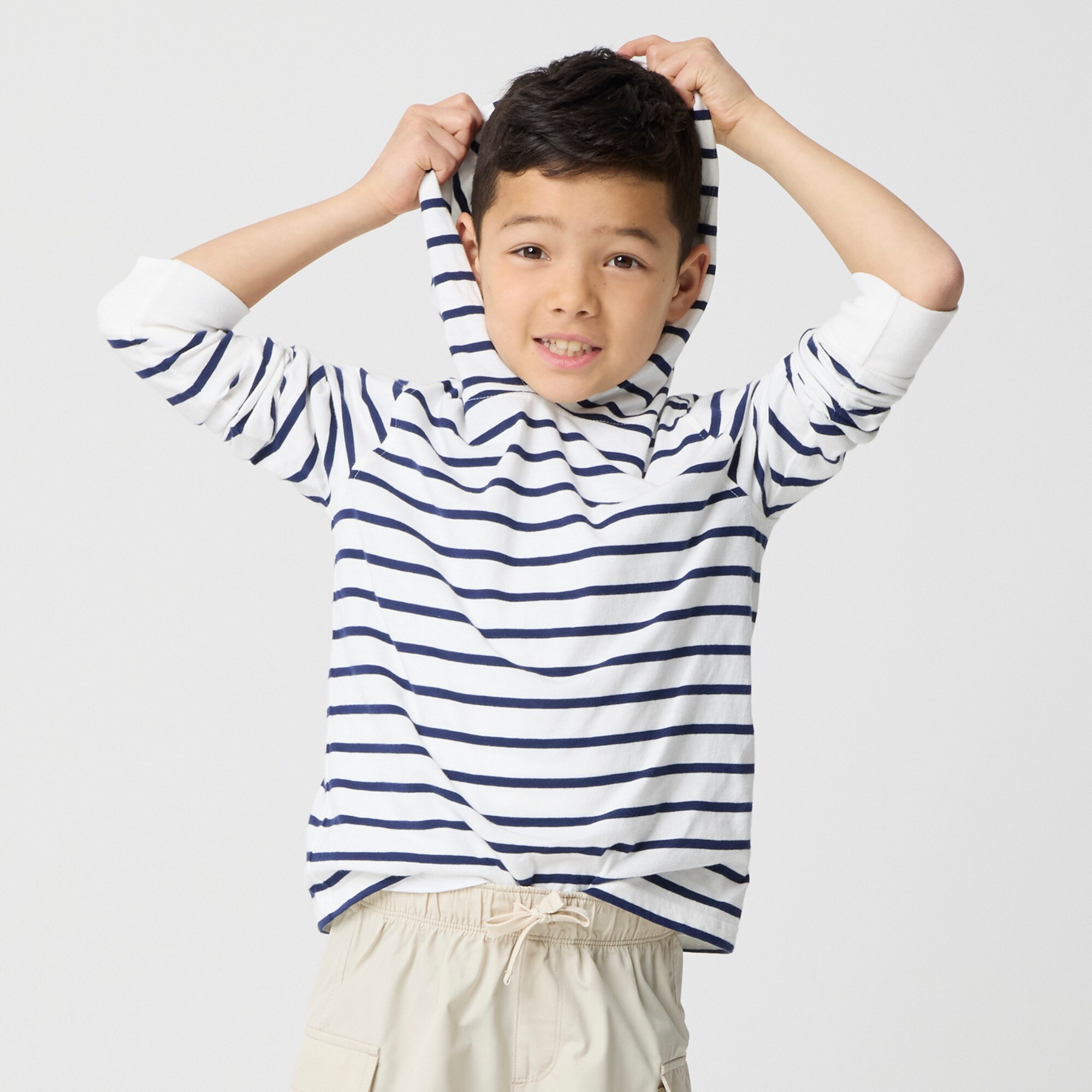 Boys' striped jersey hooded tee