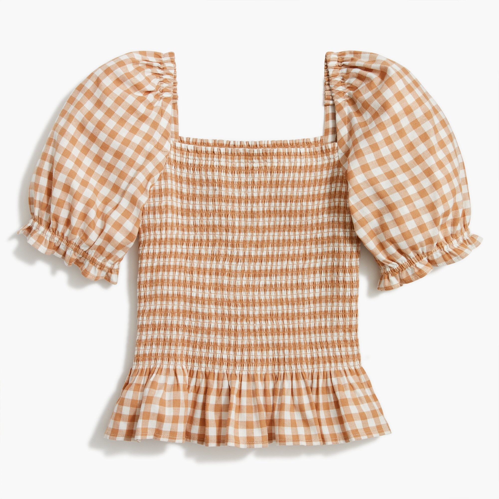flannel smocked top for women