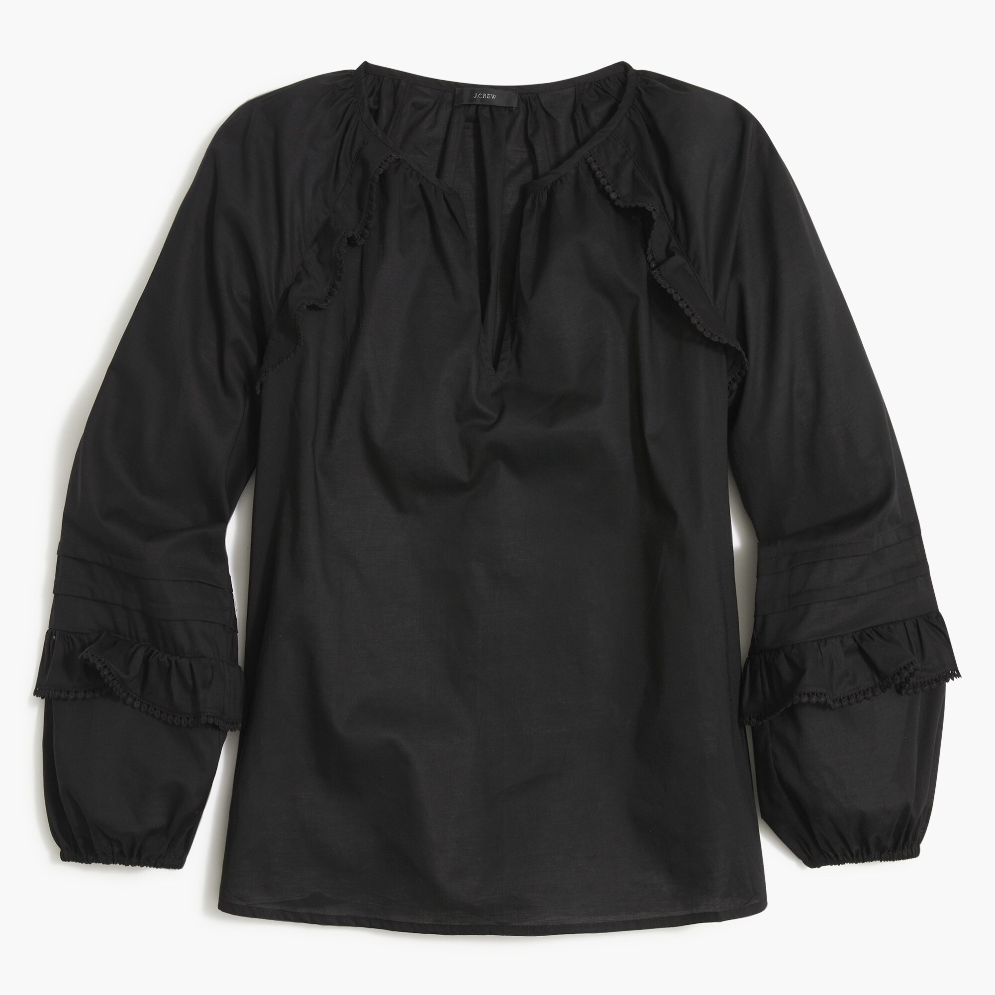 ruffle-trim peasant top for women