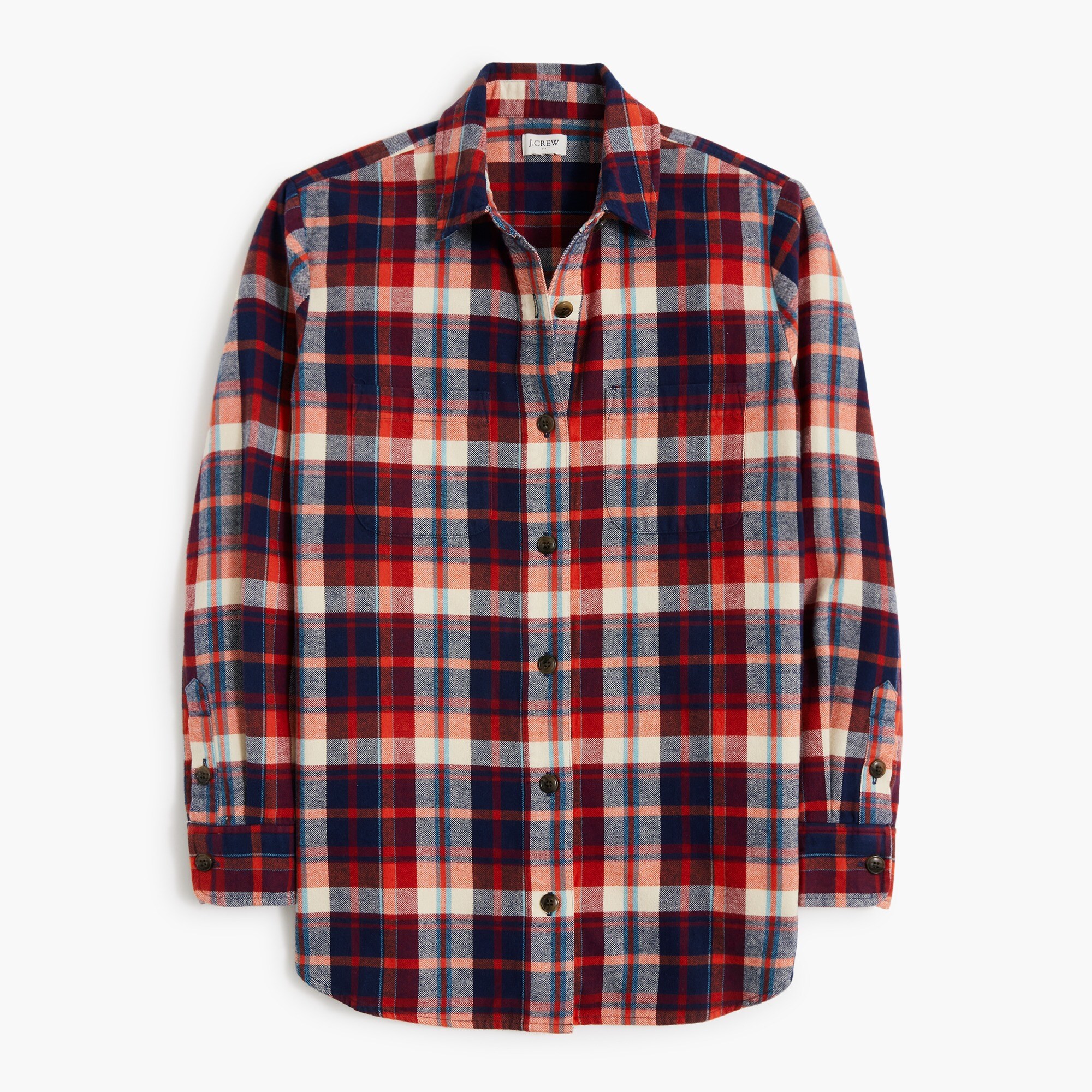 Plaid flannel shirt-jacket