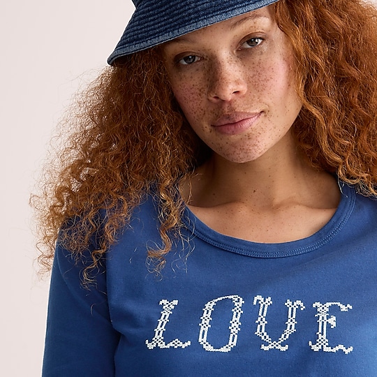 J. Crew: Women’s Broken-in Jersey “Love” Long-sleeve T-shirt reduces to  $5.82