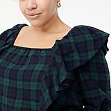 Flannel squareneck ruffle top