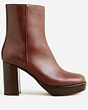 Platform stacked-heel boots in leather