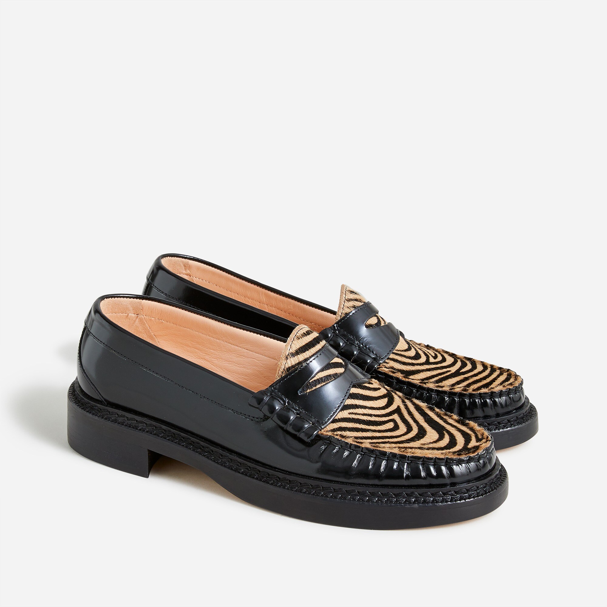 Rowan penny loafers in leather and calf hair