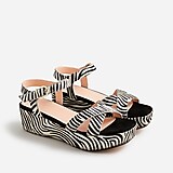 Calf hair platform sandals in zebra stripe