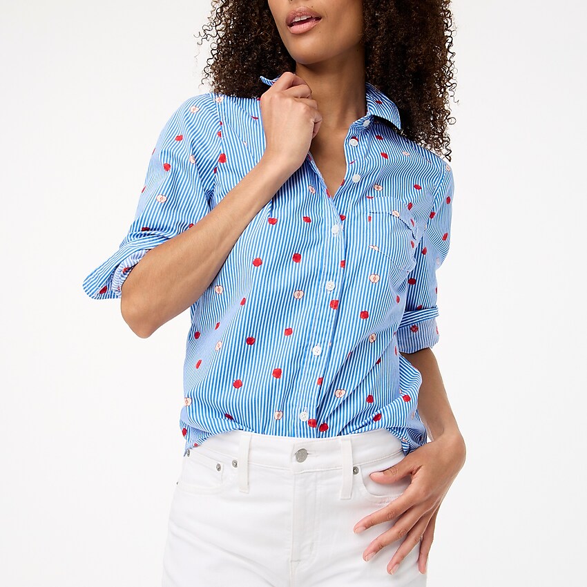 factory: cotton poplin shirt in signature fit for women, right side, view zoomed