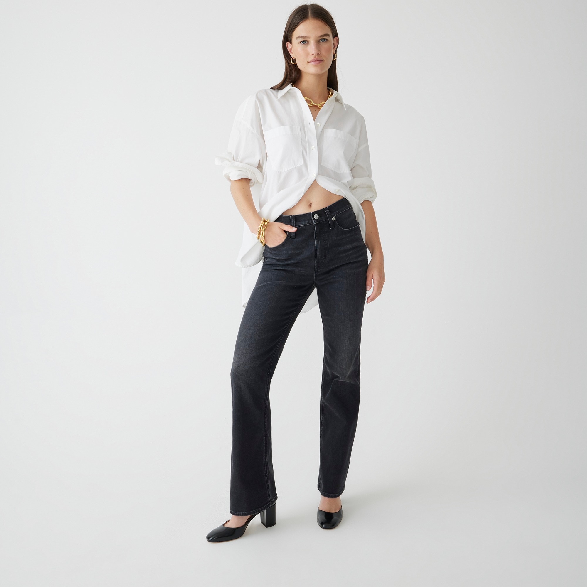 j.crew: high-rise slim demi-boot jean in charcoal wash for women