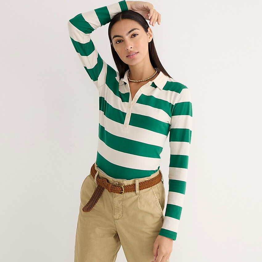j.crew: broken-in jersey long-sleeve rugby for women, right side, view zoomed