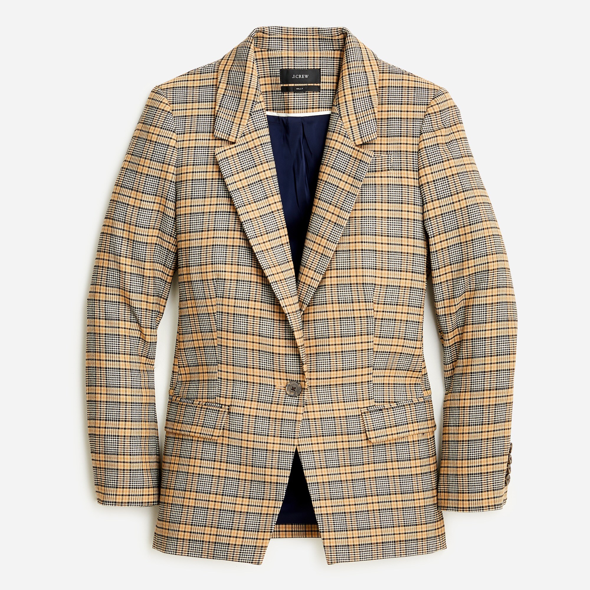 Willa blazer in Italian drapey plaid wool blend