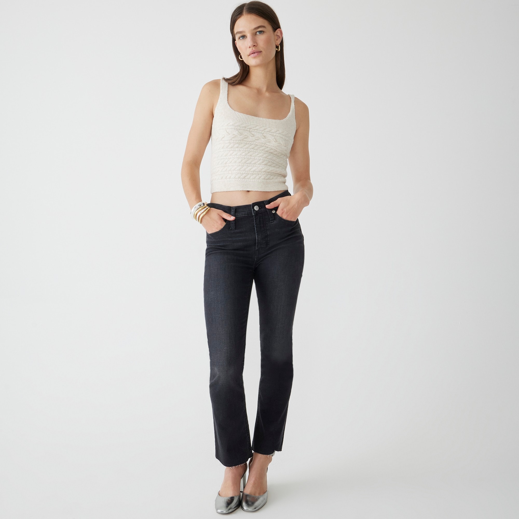  9" demi-boot crop jean in Charcoal wash