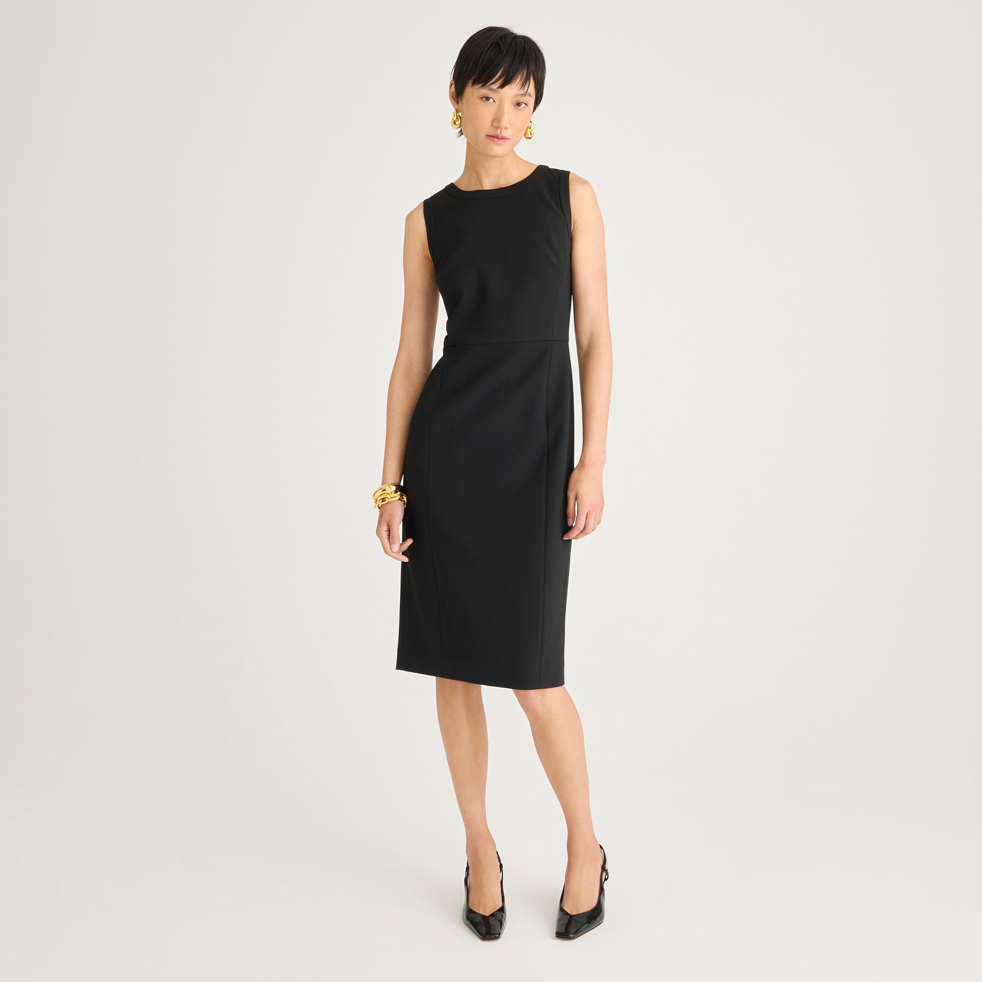 womens Petite stretch crepe sheath dress