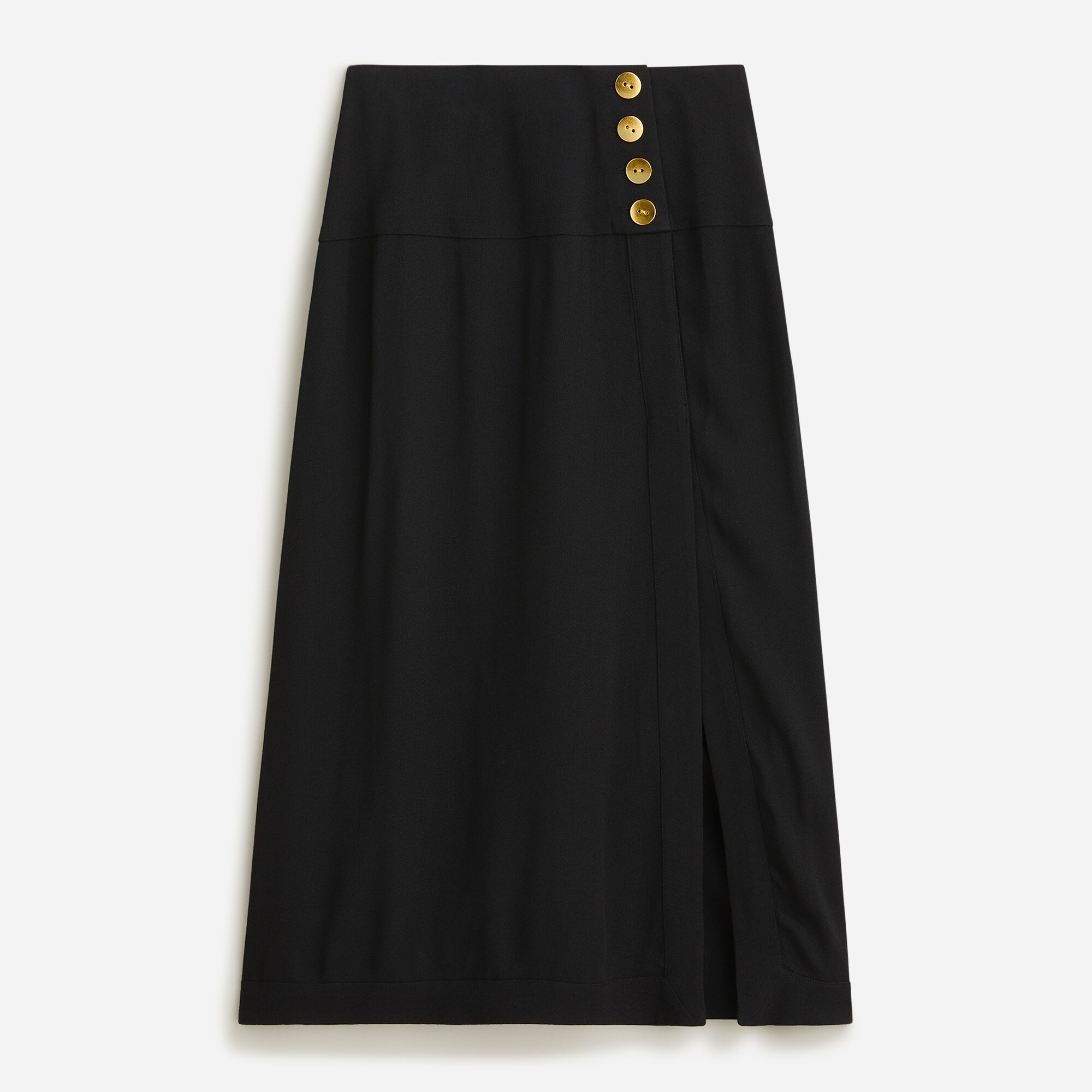 Side-slit crepe midi skirt