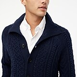 Lambswool-blend cable-knit cardigan sweater