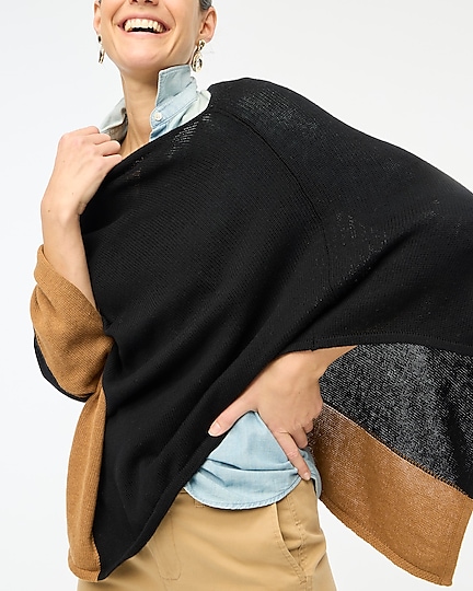 factory: cotton-blend colorblock sweater-poncho for women