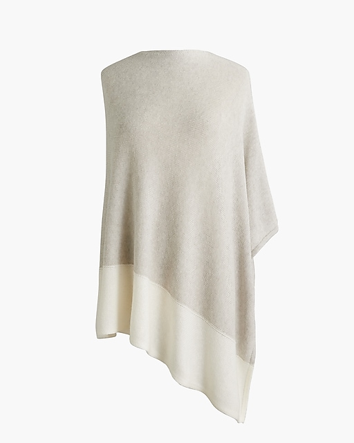  Cotton-blend colorblock sweater-poncho