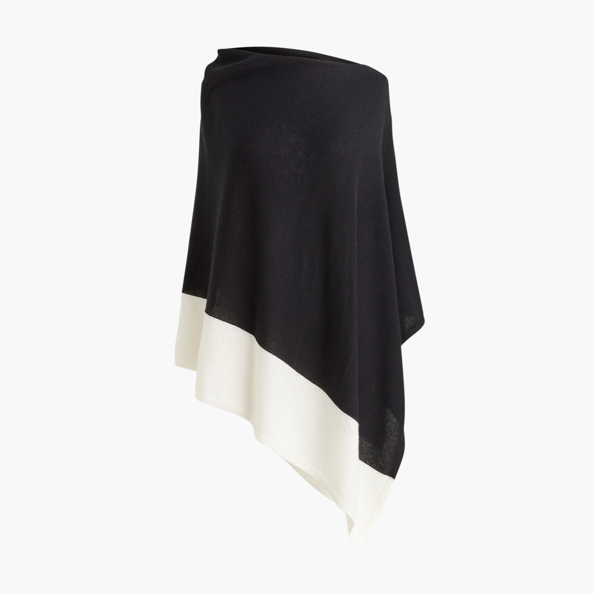 Cotton-blend colorblock sweater poncho