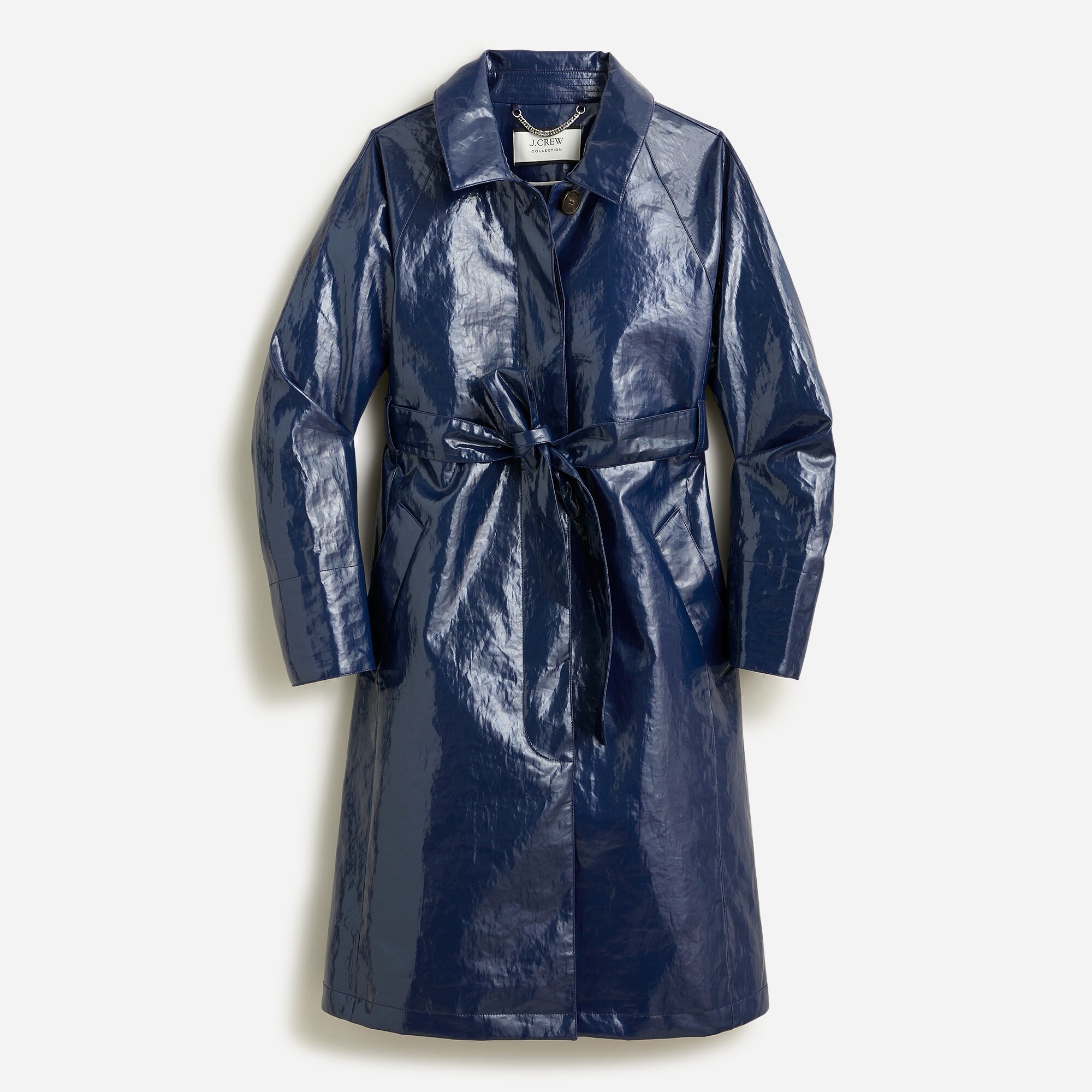 Collection trench coat in laminated linen blend