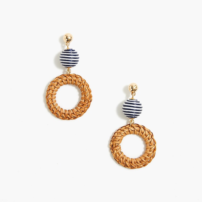 factory: wrapped rattan statement earrings for women, right side, view zoomed