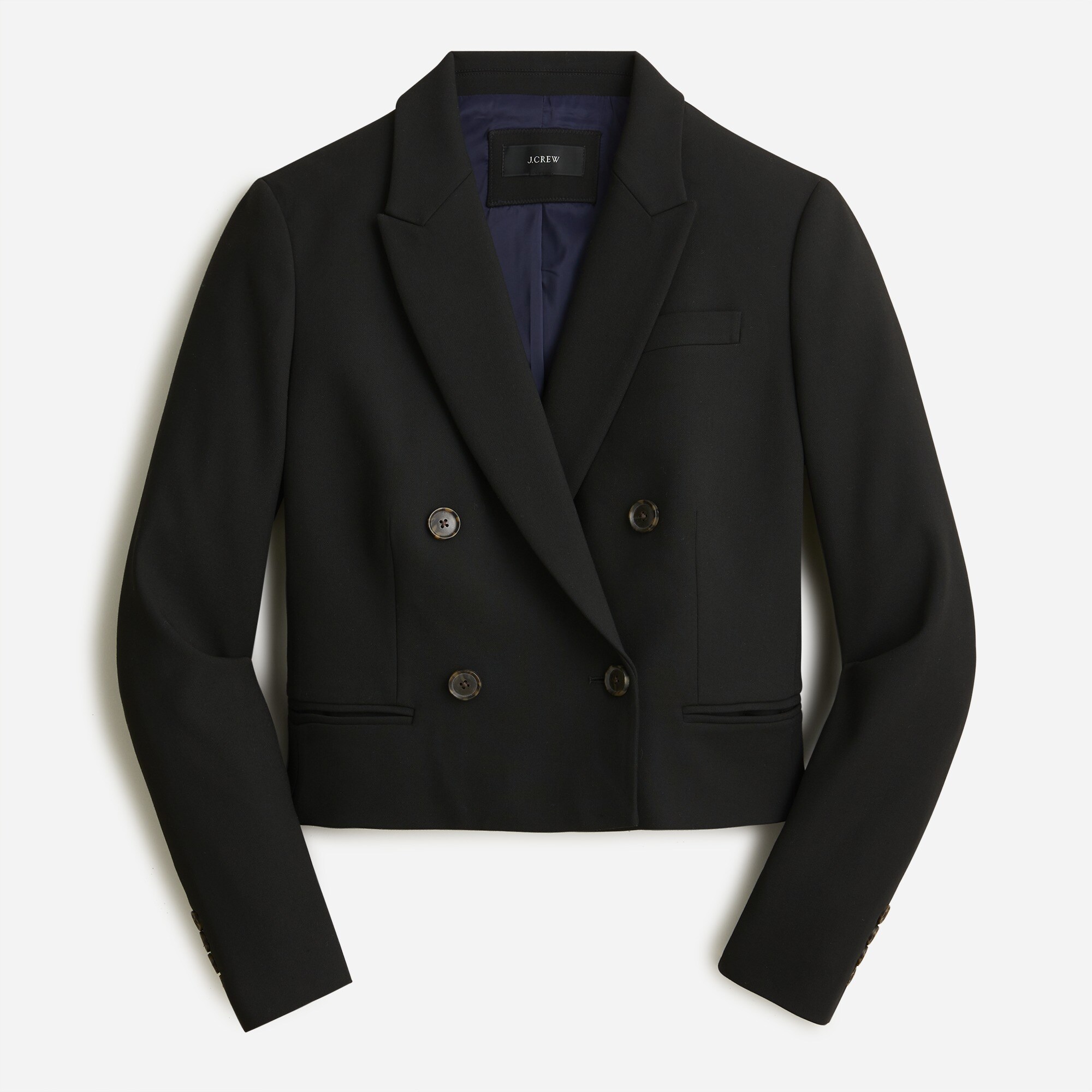 Cropped double-breasted blazer in four-season stretch