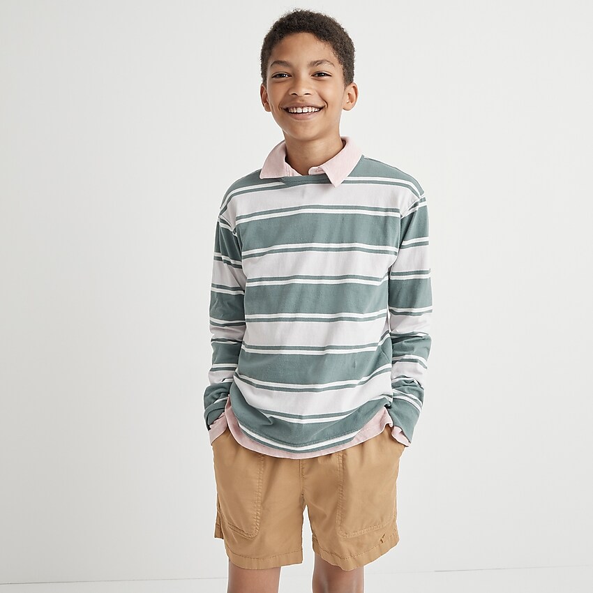 j.crew: boys' long-sleeve striped t-shirt in vintage jersey for boys, right side, view zoomed