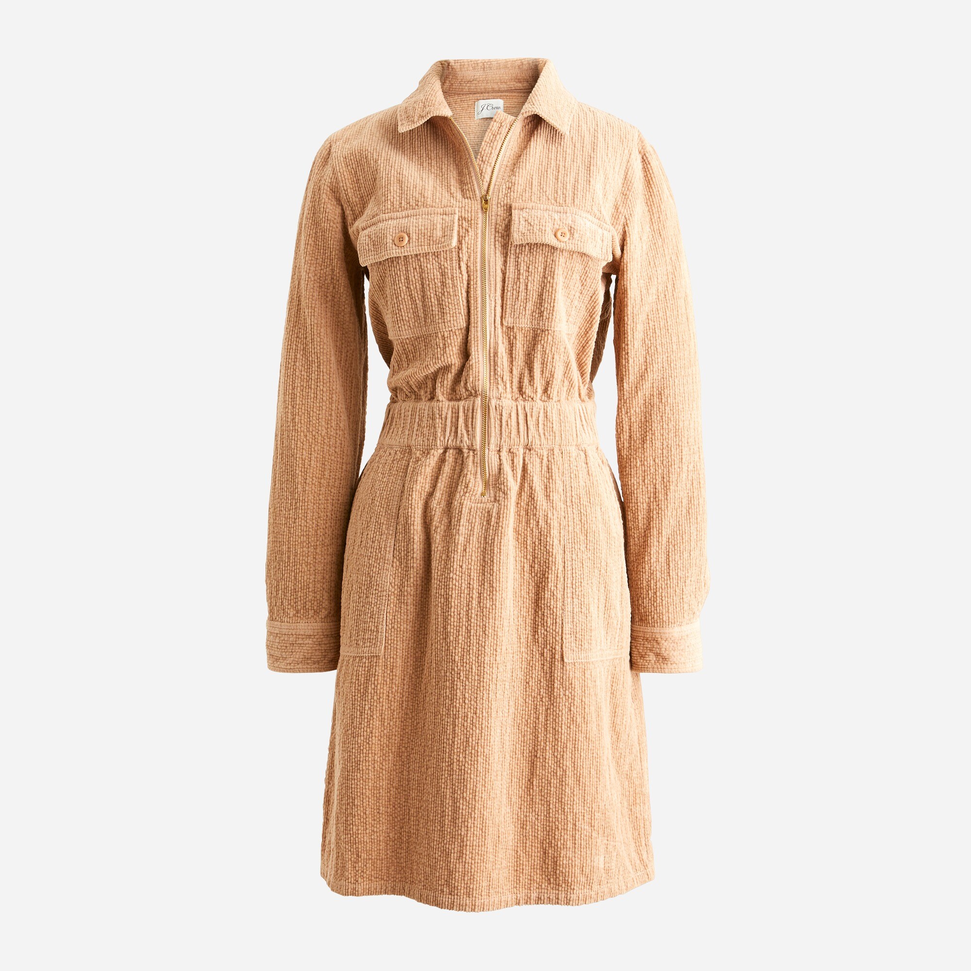 Zip-front Cinched Dress In Corduroy For Women | J.Crew