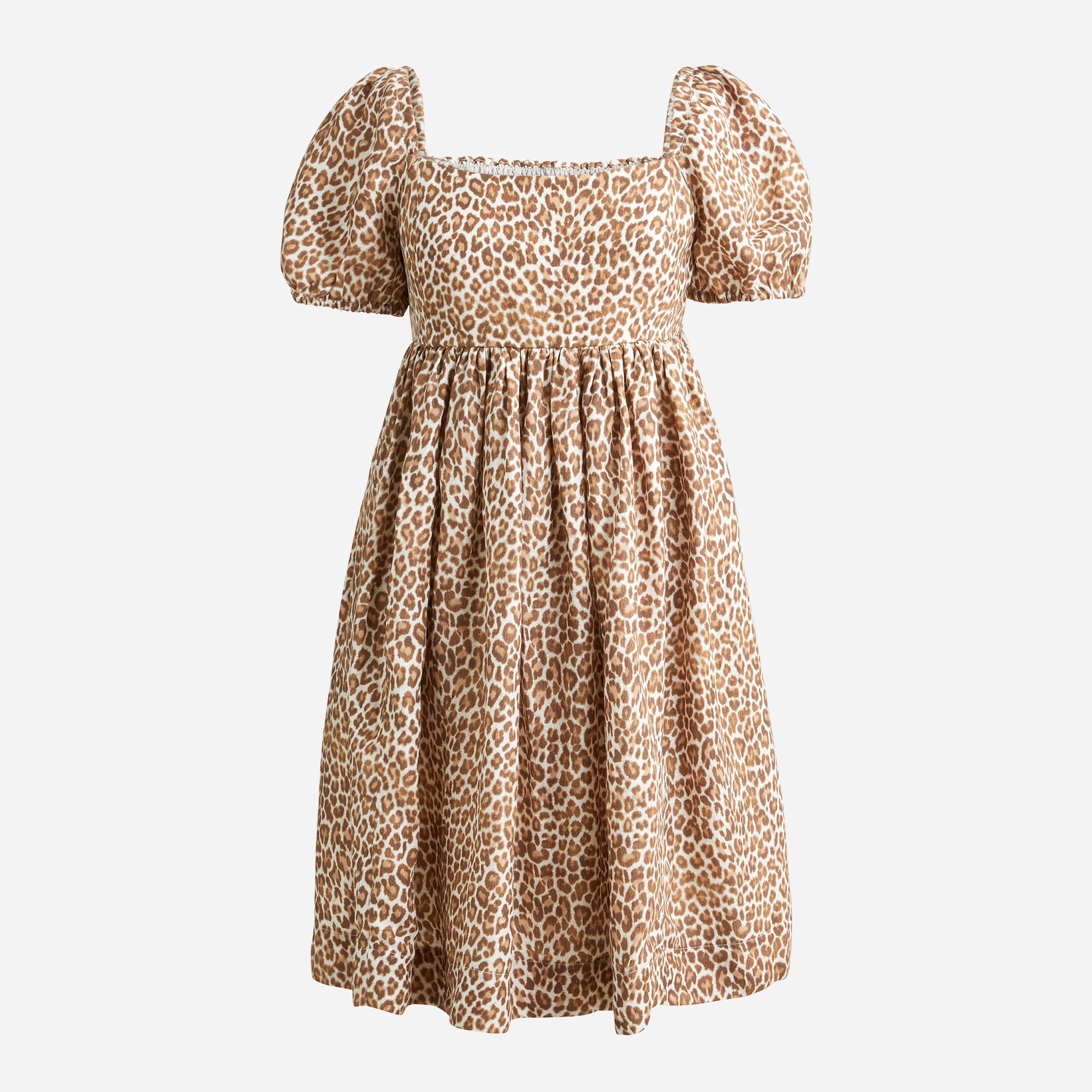 Linen-cupro blend mini dress in leopard