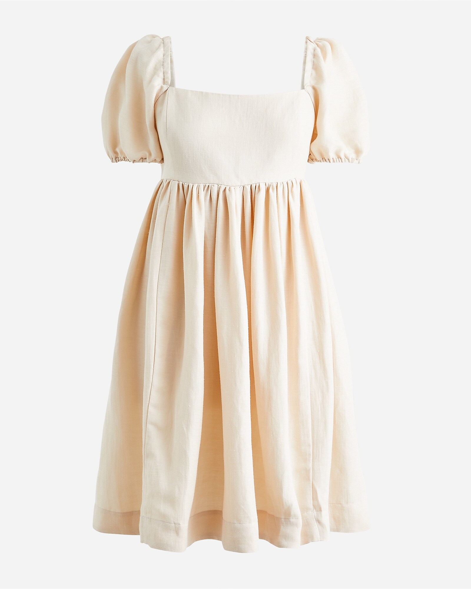 J.Crew: Puff-sleeve Linen-cupro Blend Dress For Women J.Crew: Puff-sleeve Linen-cupro Blend Dress For Women