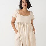Puff-sleeve linen-cupro dress
