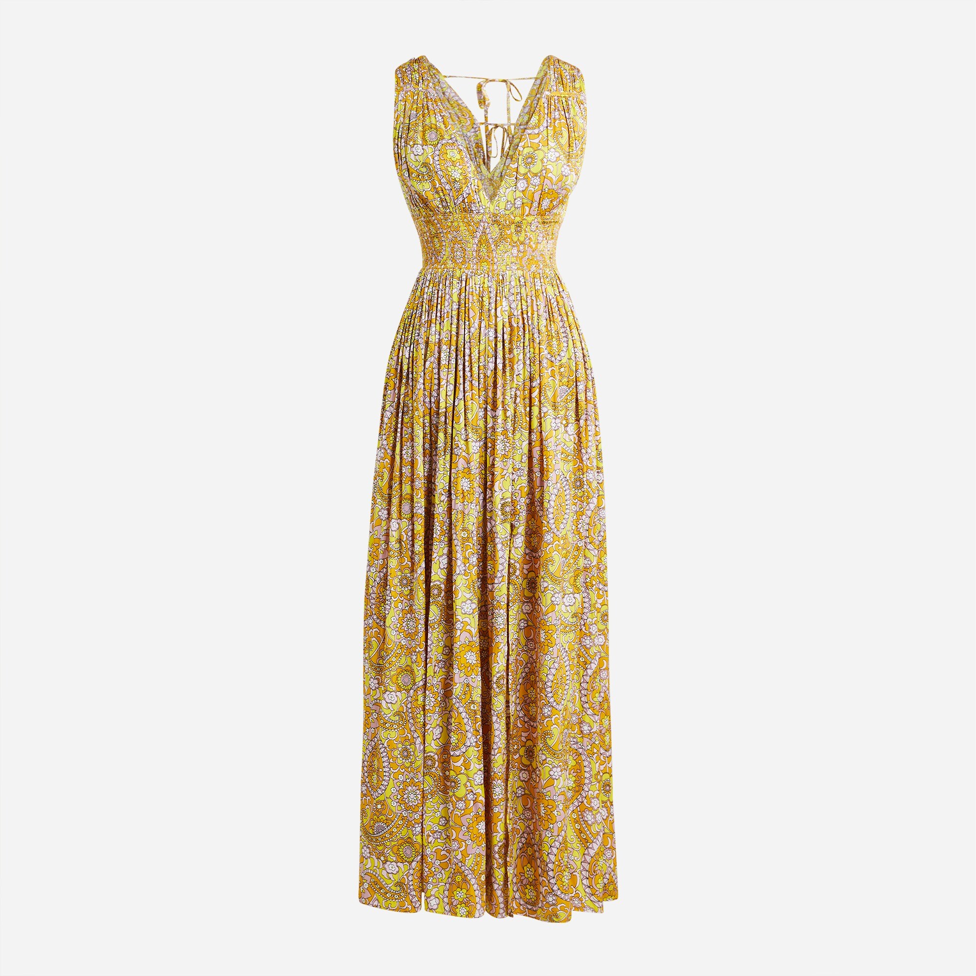 Gathered Tie-back Dress In Scalloped Paisley For Women | J.Crew
