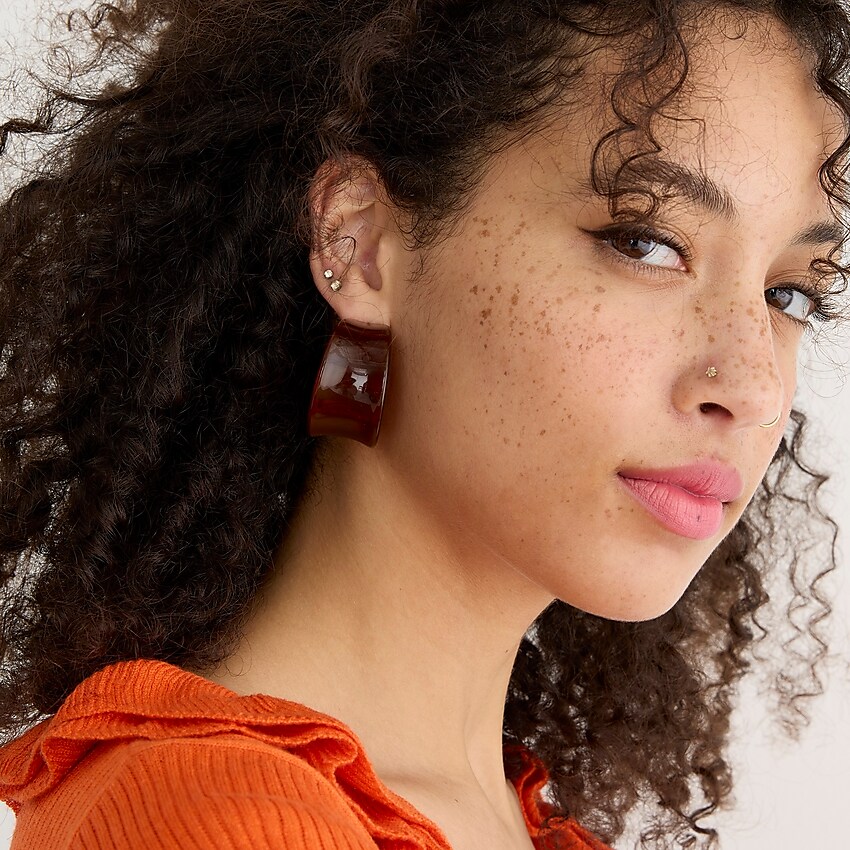 j.crew: made-in-italy concave hoop earrings for women, right side, view zoomed