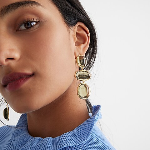 womens Glass cab triple-drop earrings