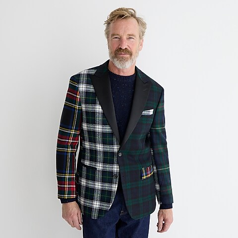 mens Ludlow Classic-fit cocktail jacket in mixed tartan English wool