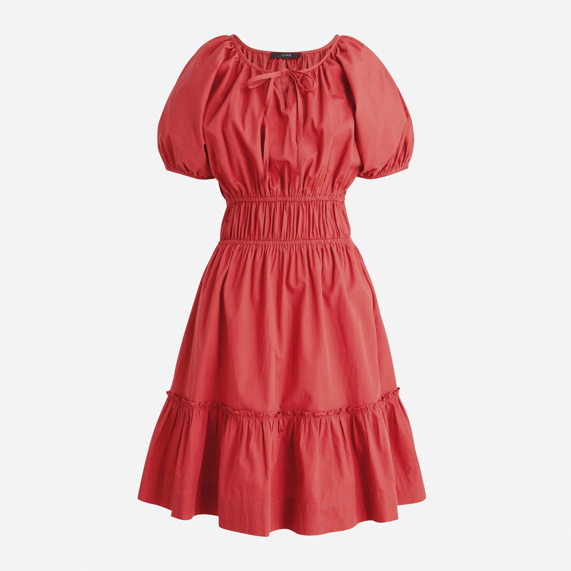 Cinched-waist puff-sleeve dress