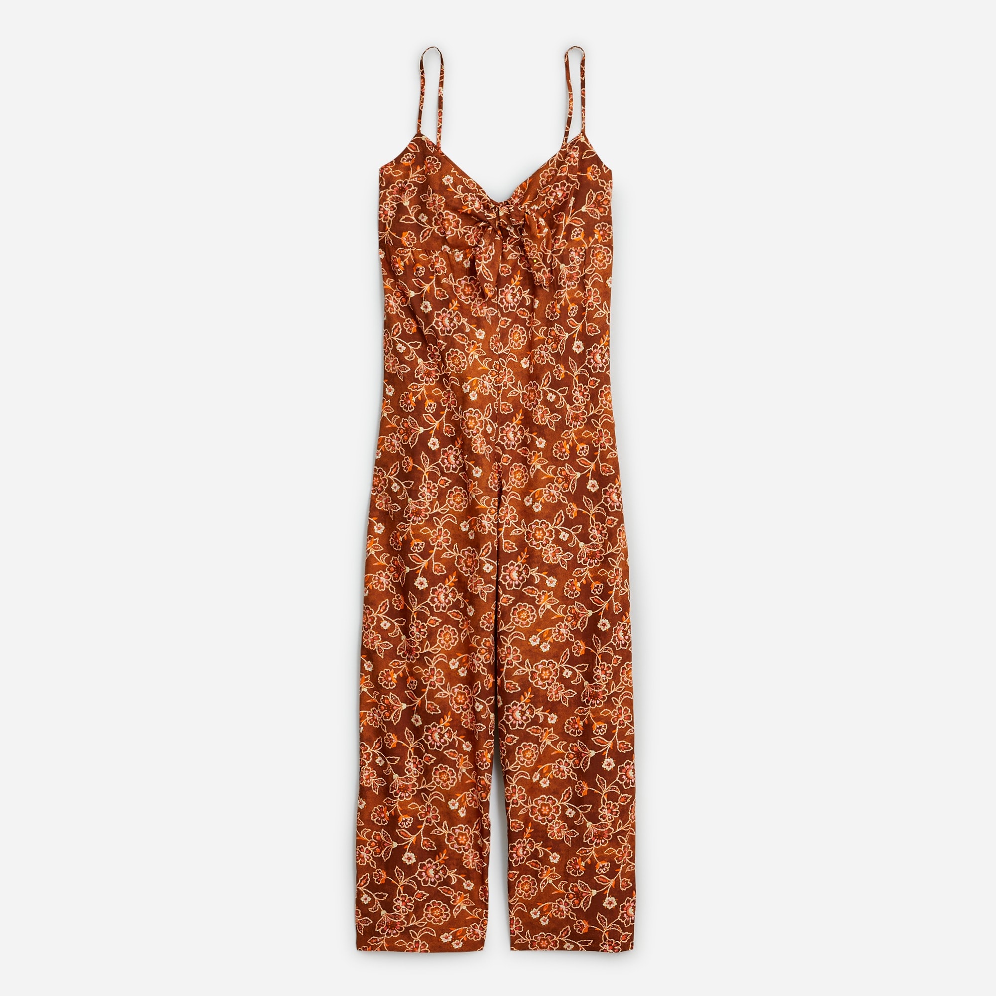 Tie-front jumpsuit in vintage vines