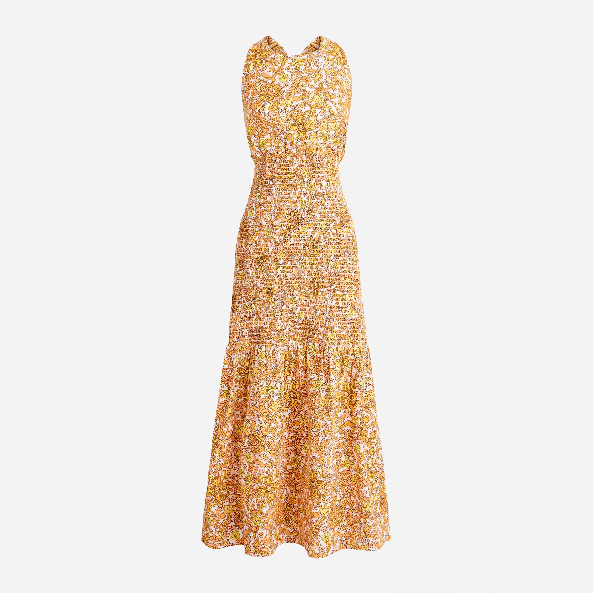 J.Crew: Smocked Cross-back Dress In Medallion Floral For Women