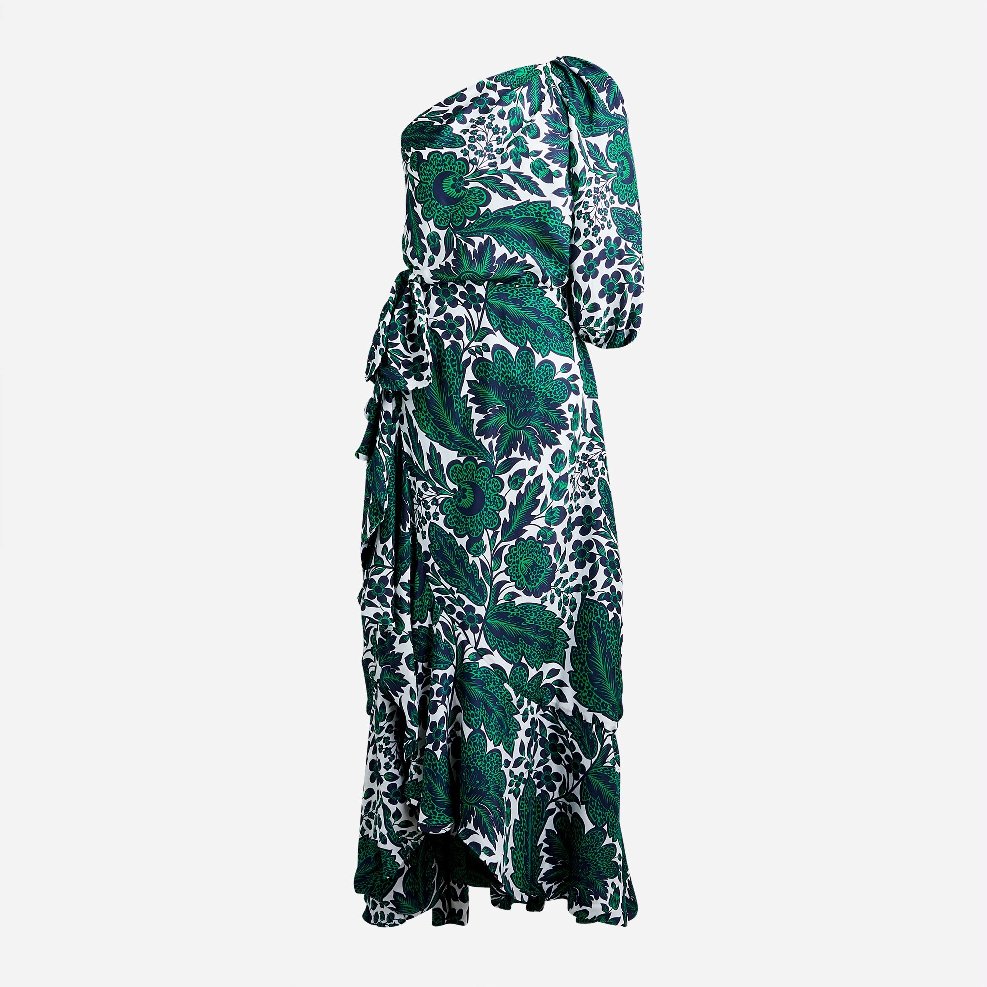 emerald green criss cross back frill hem shift dress Jana Strapless Ruffle Open Back Maxi Dress main image 1