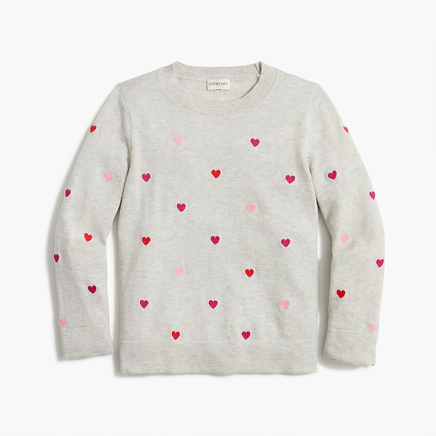 factory: girls&apos; embroidered heart sweater for girls, right side, view zoomed
