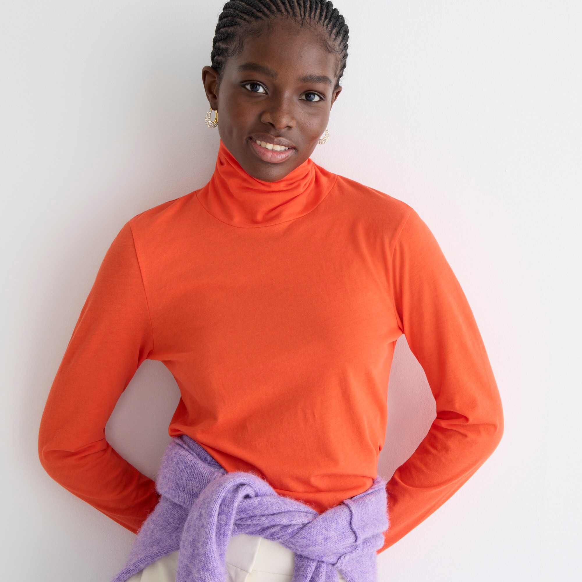 j.crew: tissue turtleneck for women, right side, view zoomed