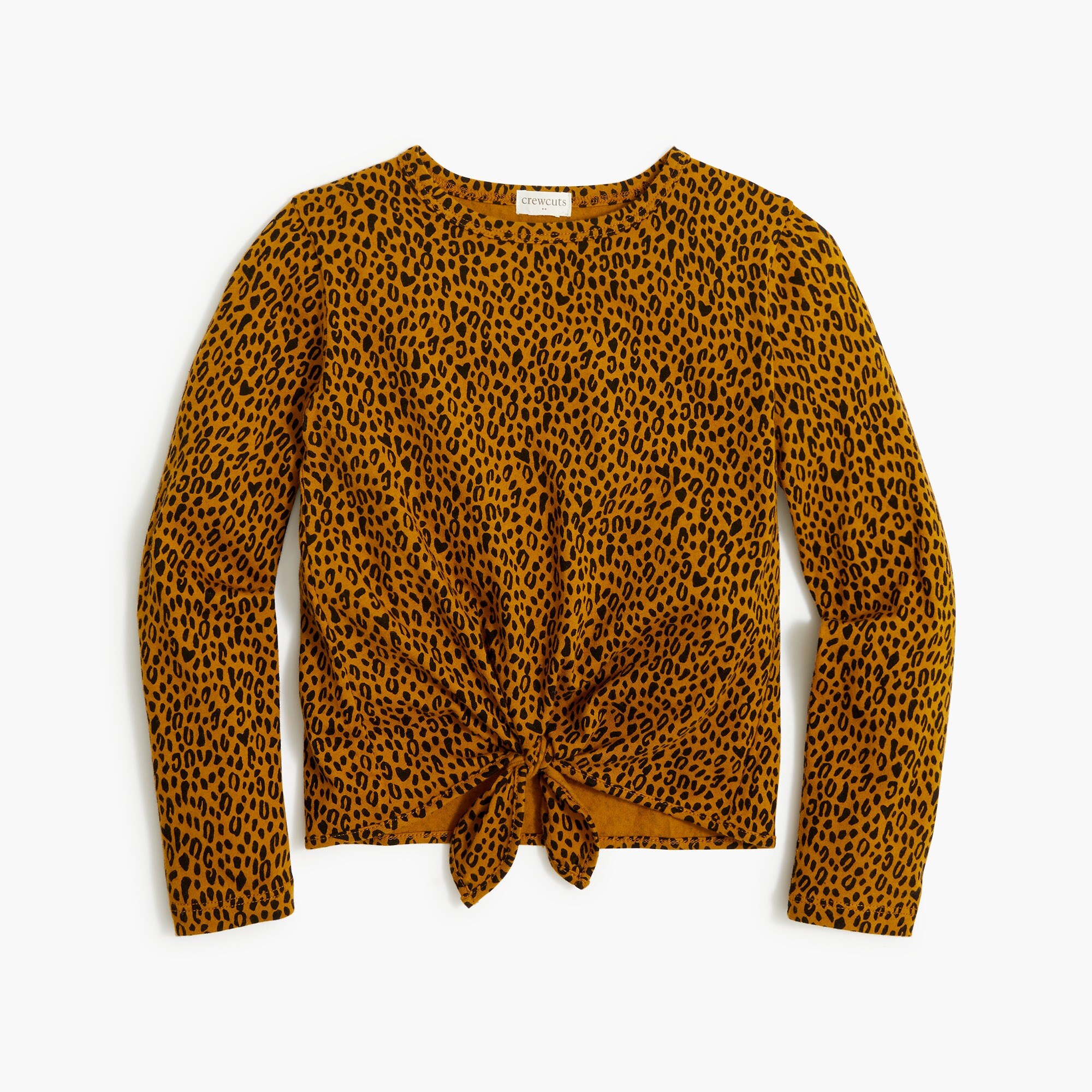 Girls' leopard tie-front tee