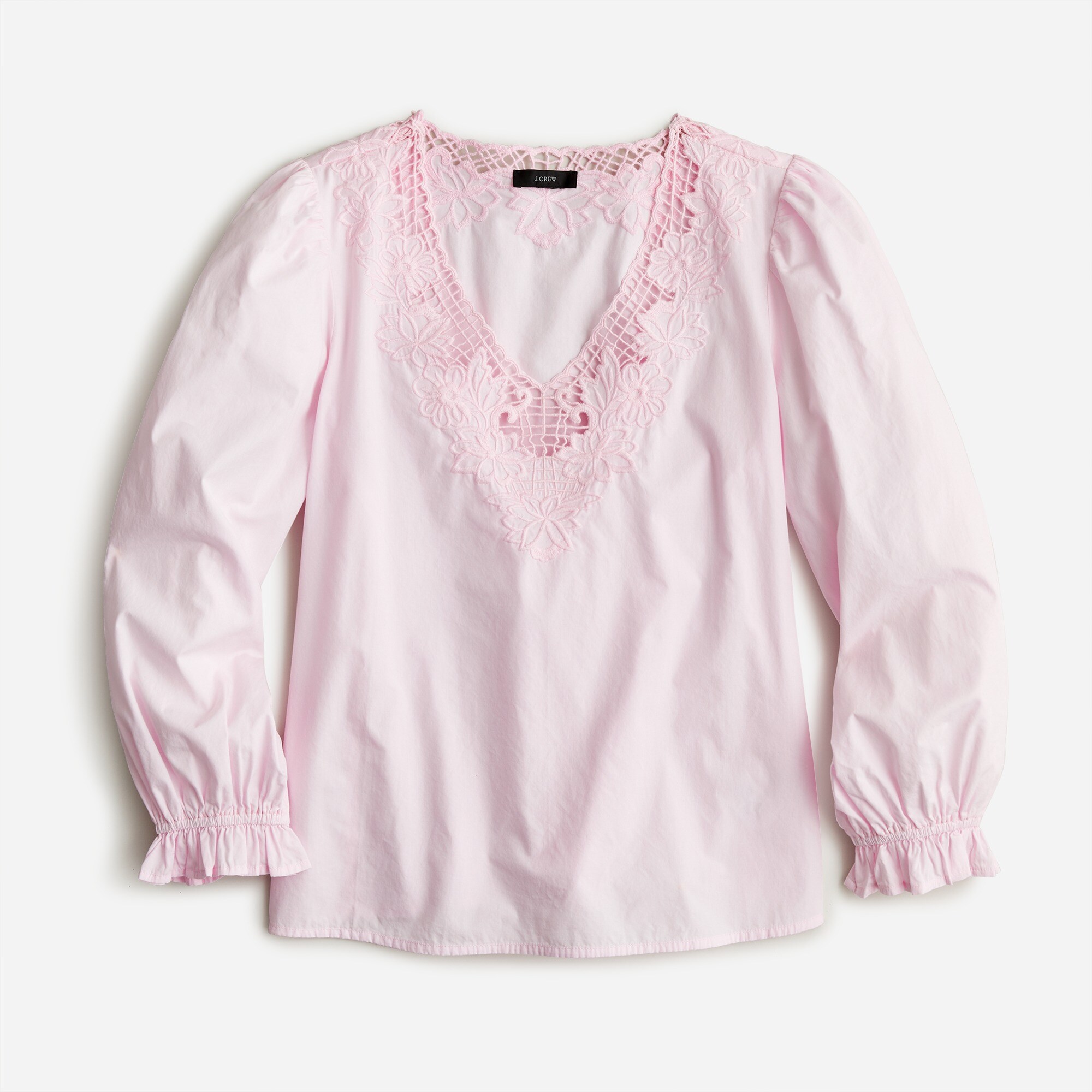 J crew ruffle neck eyelet top outlet