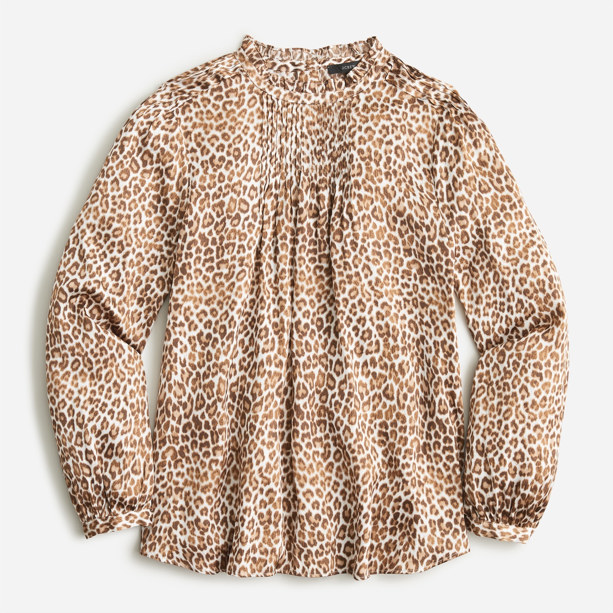 Ruffleneck drapey top in leopard print
