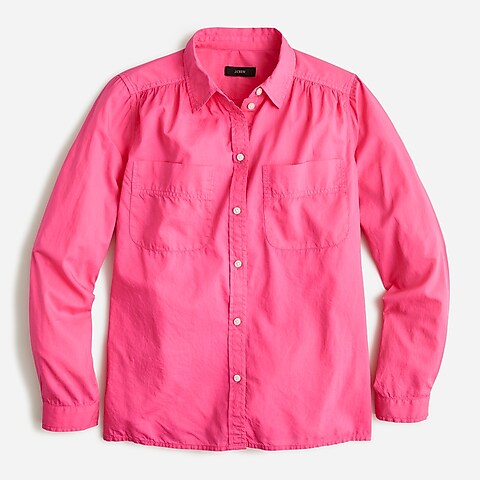 womens Garment-dyed cotton poplin utility shirt