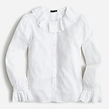 Embroidered ruffle-collar top with eyelet