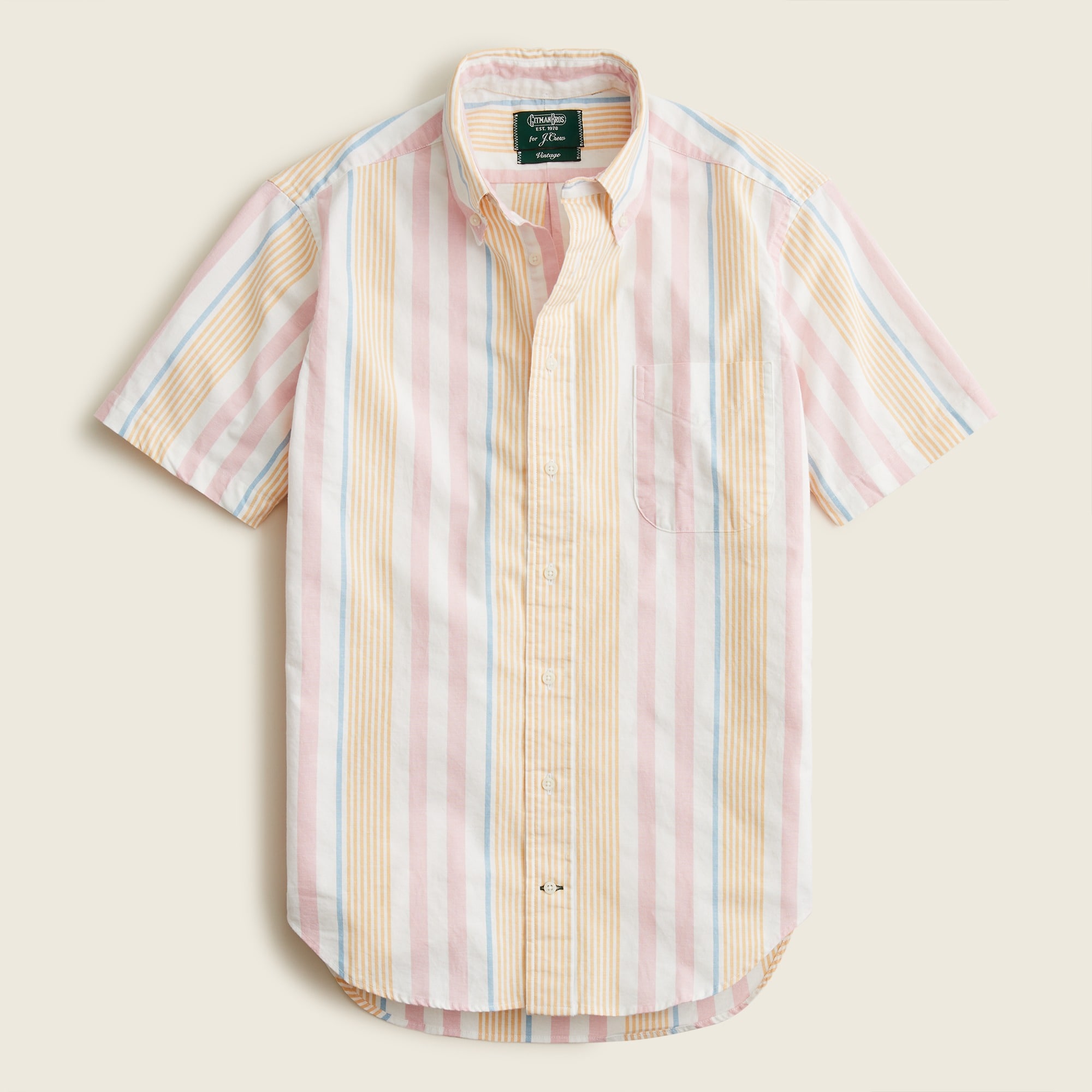Gitman Vintage® X J.Crew short-sleeve cotton-linen shirt in stripe