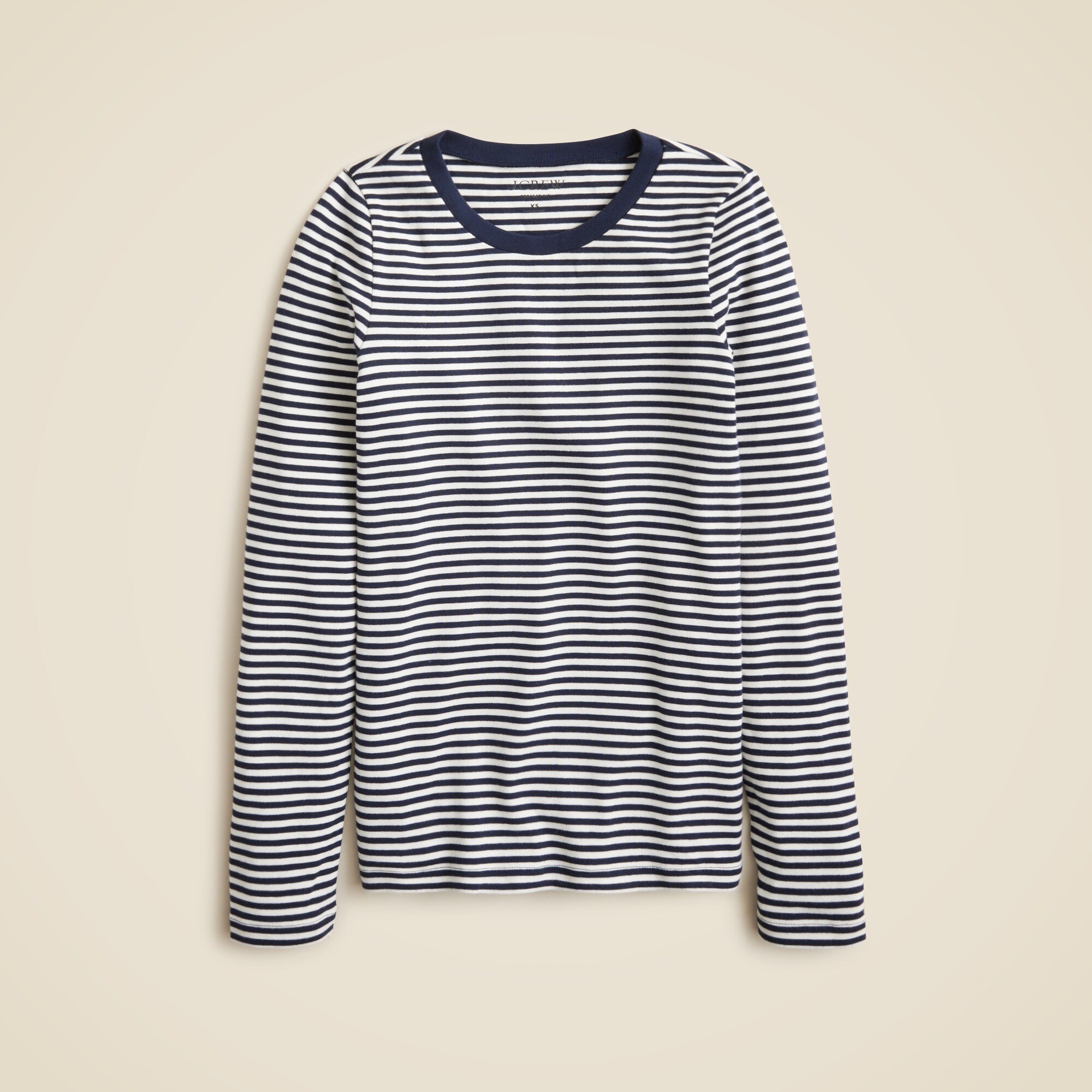 Perfect-fit long-sleeve crewneck T-shirt in stripe