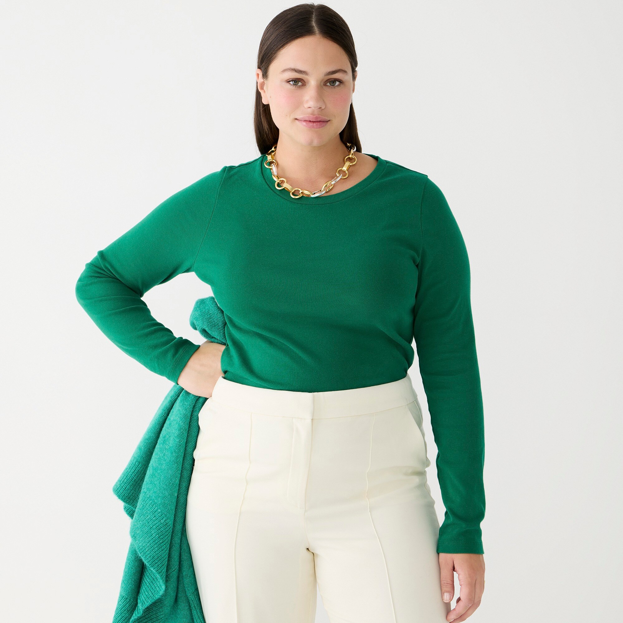  Perfect-fit long-sleeve crewneck T-shirt