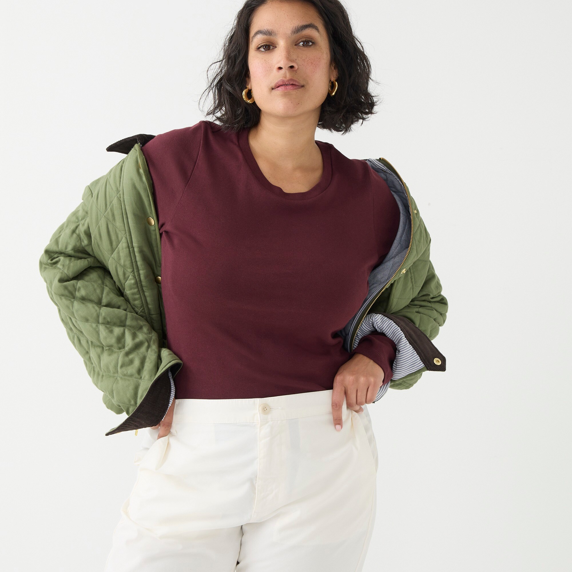 Perfect-fit long-sleeve crewneck T-shirt