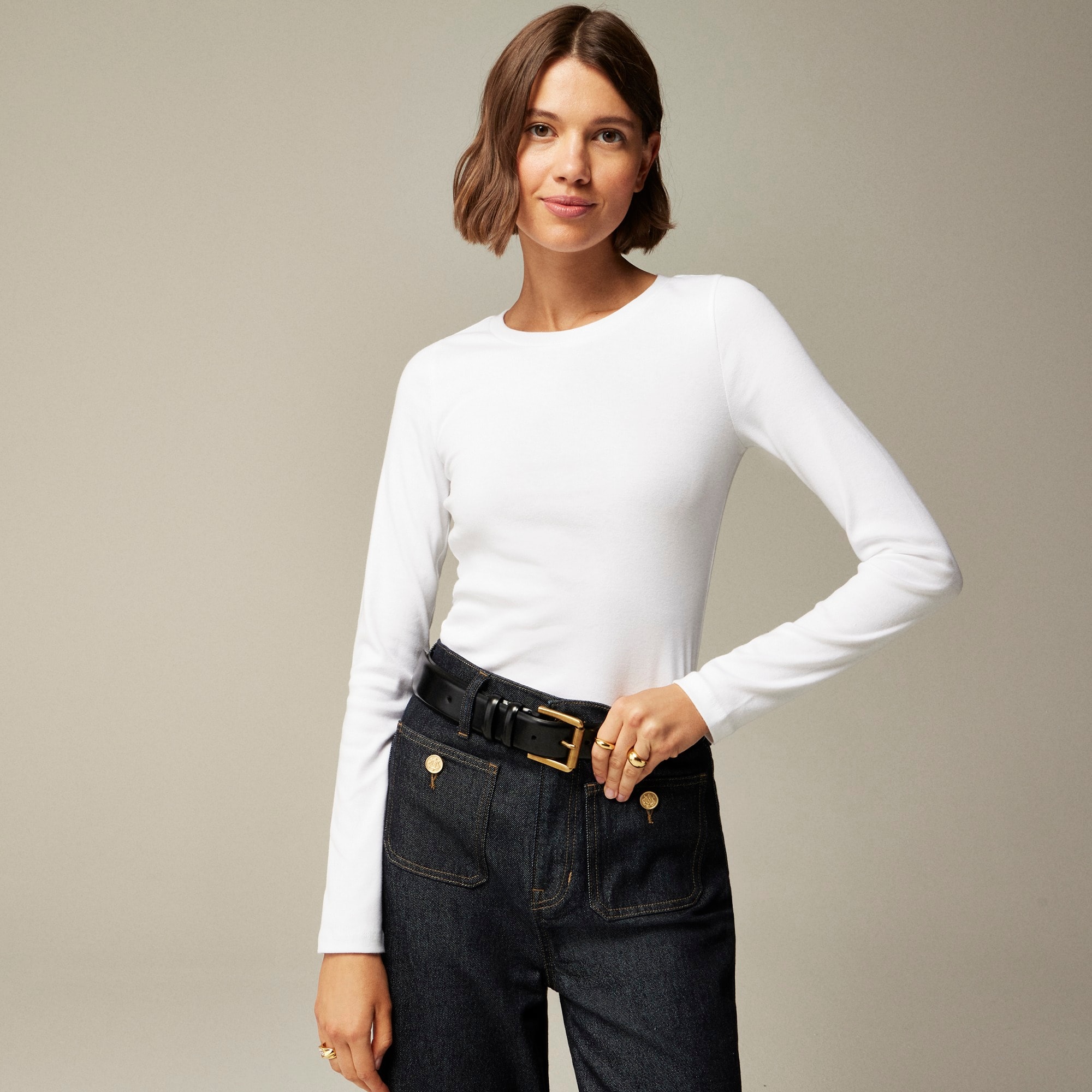 j.crew: perfect-fit long-sleeve crewneck t-shirt for women